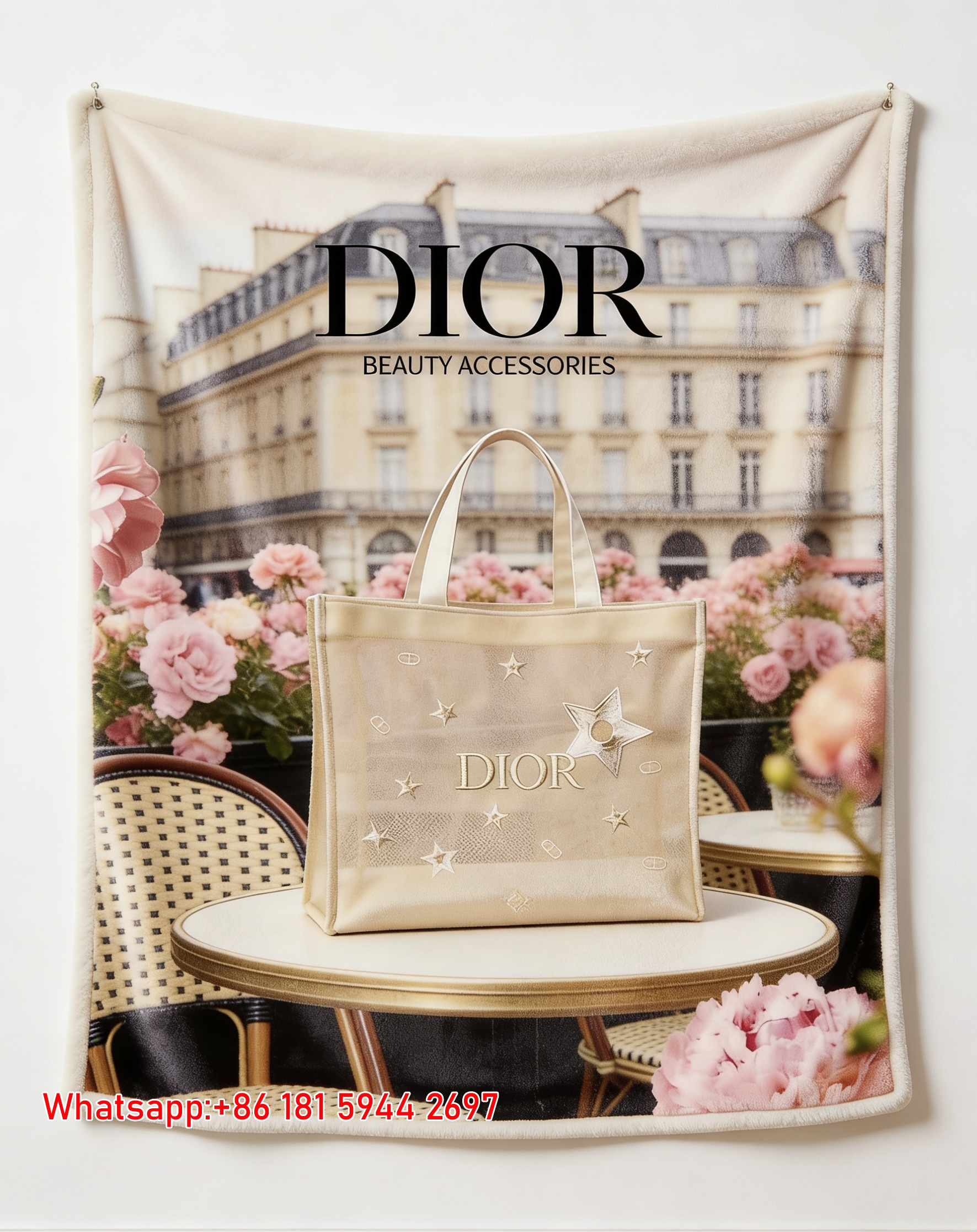 Dior Paris Floral Star Tote Bag Flannel Sofa Throw Blanket D259